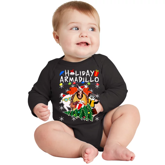 Holiday Armadillo Funny Matching Team Matching Group Baby Long Sleeve Bodysuit