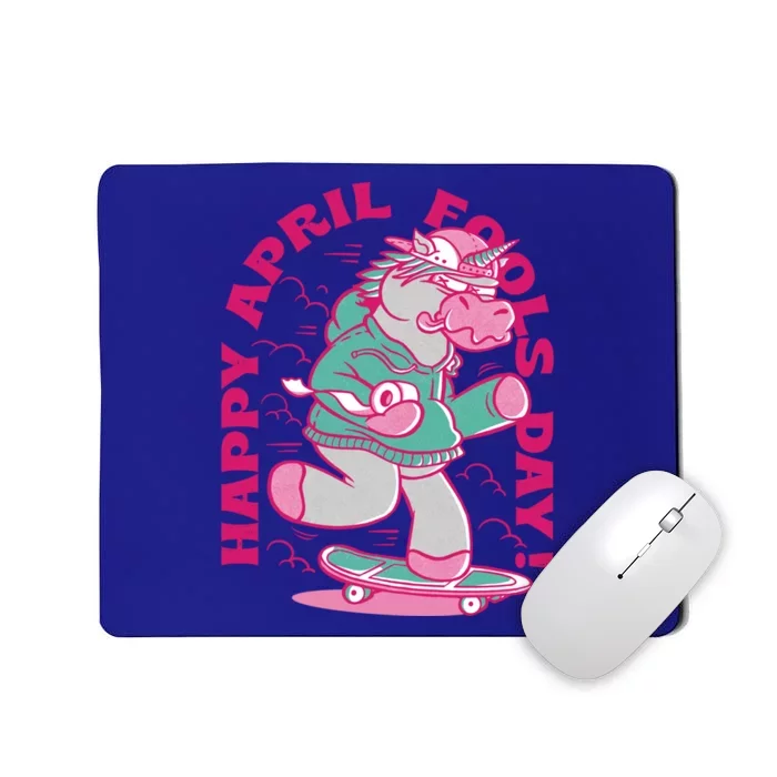 Happy April Fools Day Funny Unicorn Skateboard Gift Mousepad