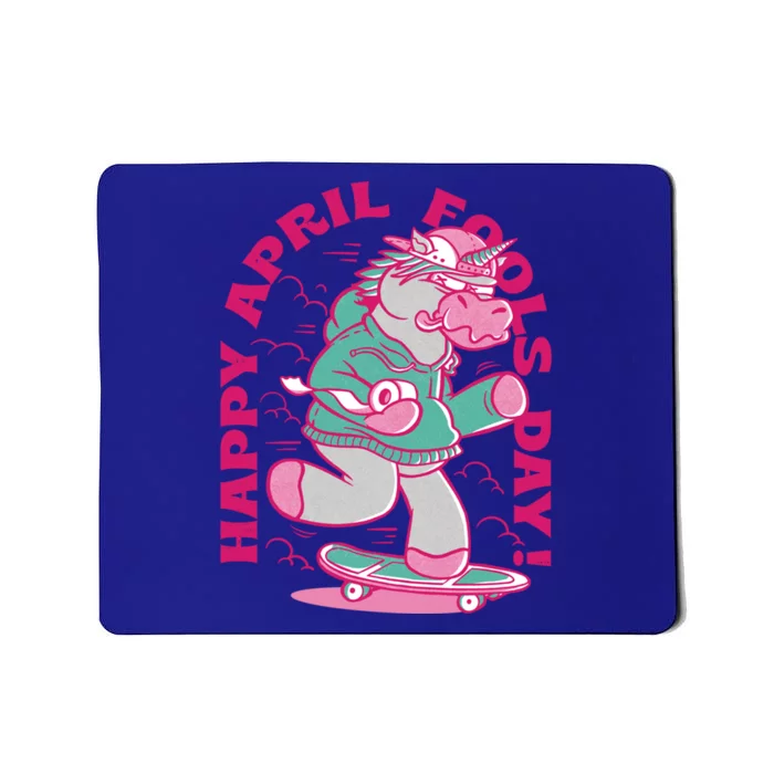 Happy April Fools Day Funny Unicorn Skateboard Gift Mousepad