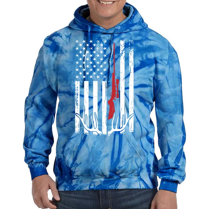 Hunter American Flag Gift Usa Hunting Deer Gift Tie Dye Hoodie