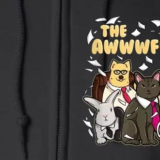 He Awwwfice Funny Cute Cat Dog Bunny Bird Lover V Parody Full Zip Hoodie