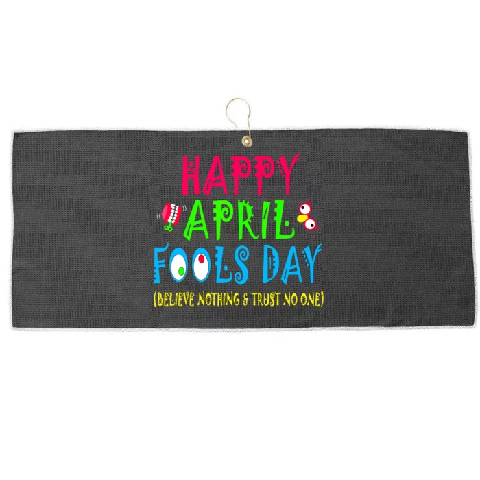 Happy April Fools Day April 1st Joke Pranks Funny Large Microfiber Waffle Golf Towel