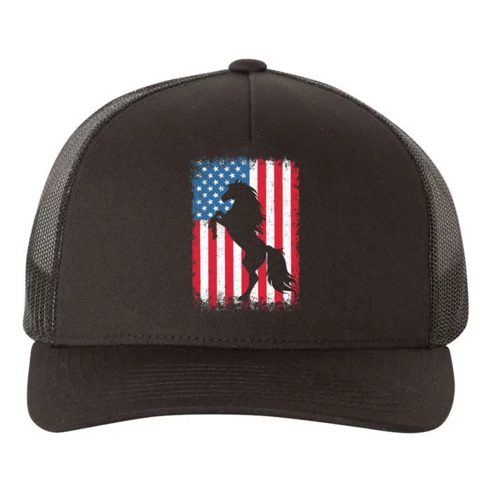 Horse American Flag USA 4th of July Boy Girl Yupoong Adult 5-Panel Trucker Hat