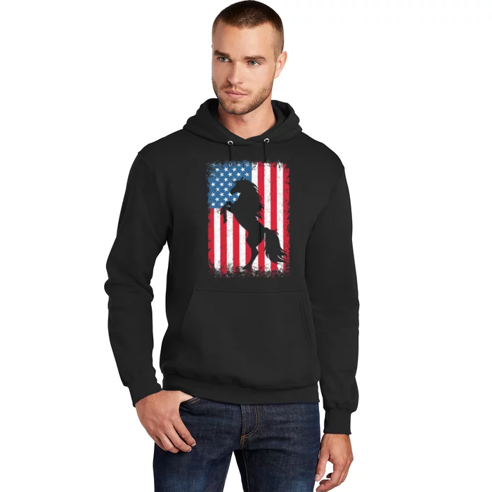 Horse American Flag USA 4th of July Boy Girl Hoodie