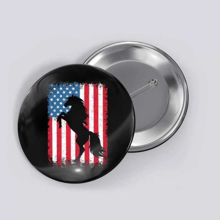 Horse American Flag USA 4th of July Boy Girl Button