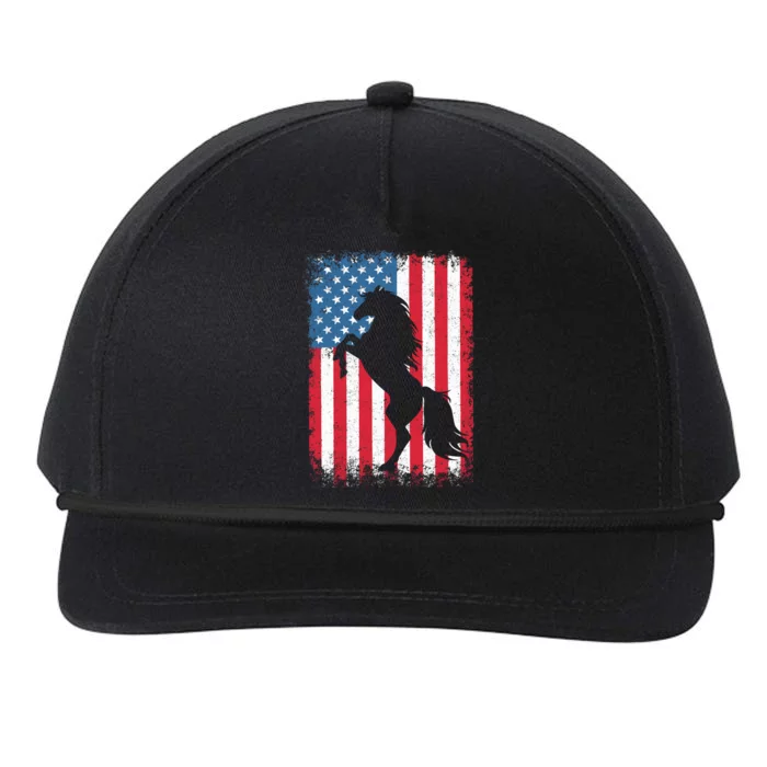 Horse American Flag USA 4th of July Boy Girl Snapback Five-Panel Rope Hat