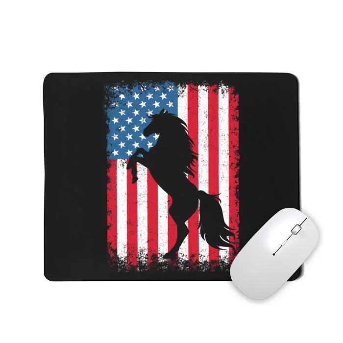 Horse American Flag USA 4th of July Boy Girl Mousepad