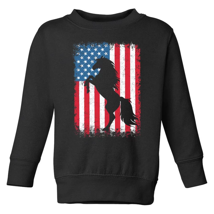 Horse American Flag USA 4th of July Boy Girl Toddler Sweatshirt