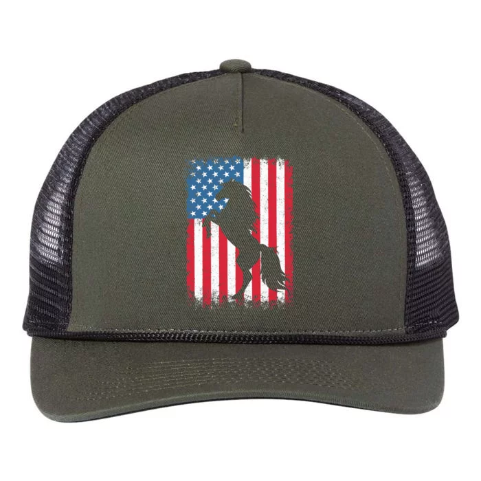 Horse American Flag USA 4th of July Boy Girl Retro Rope Trucker Hat Cap