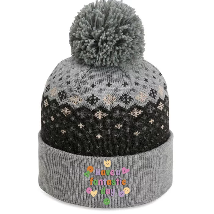 Have A Fantastic Day Smiley The Baniff Cuffed Pom Beanie