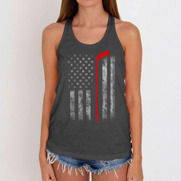 Hockey American Flag Women's Knotted Racerback Tank