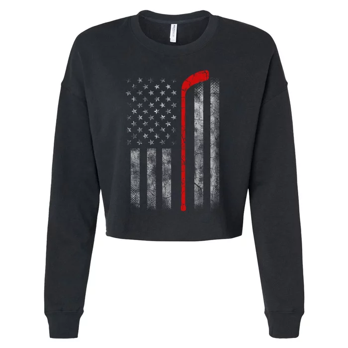 Hockey American Flag Cropped Pullover Crew