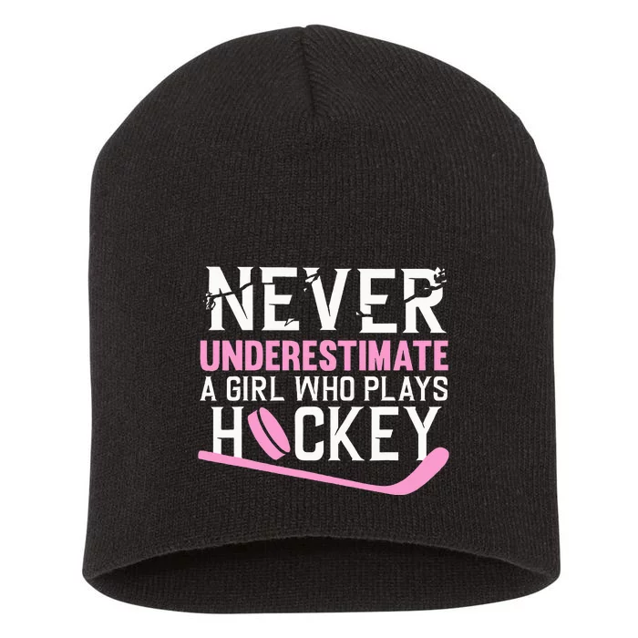 Hockey Art For Women Field Hockey Player Sport Short Acrylic Beanie