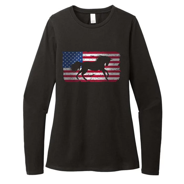 Horse American Flag Usa Patriotic For Girls Women Boys Men Gift Womens CVC Long Sleeve Shirt