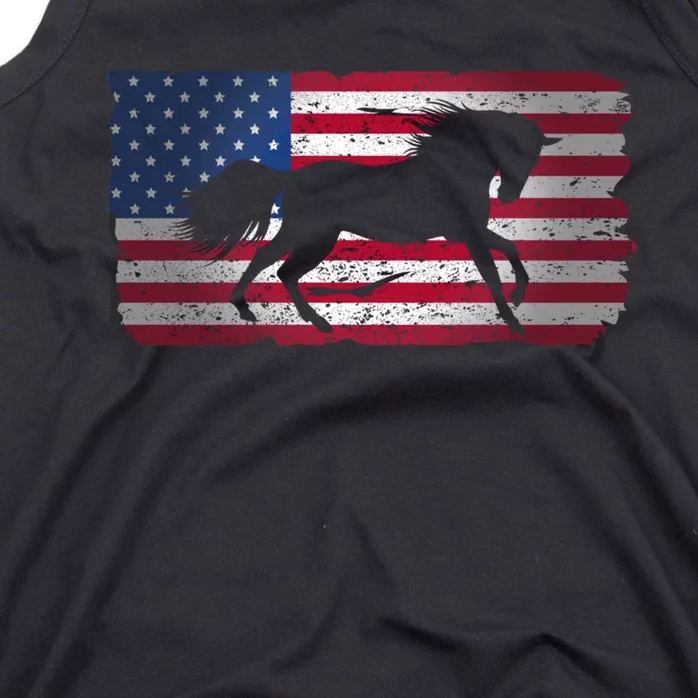 Horse American Flag Usa Patriotic For Girls Women Boys Men Gift Tank Top