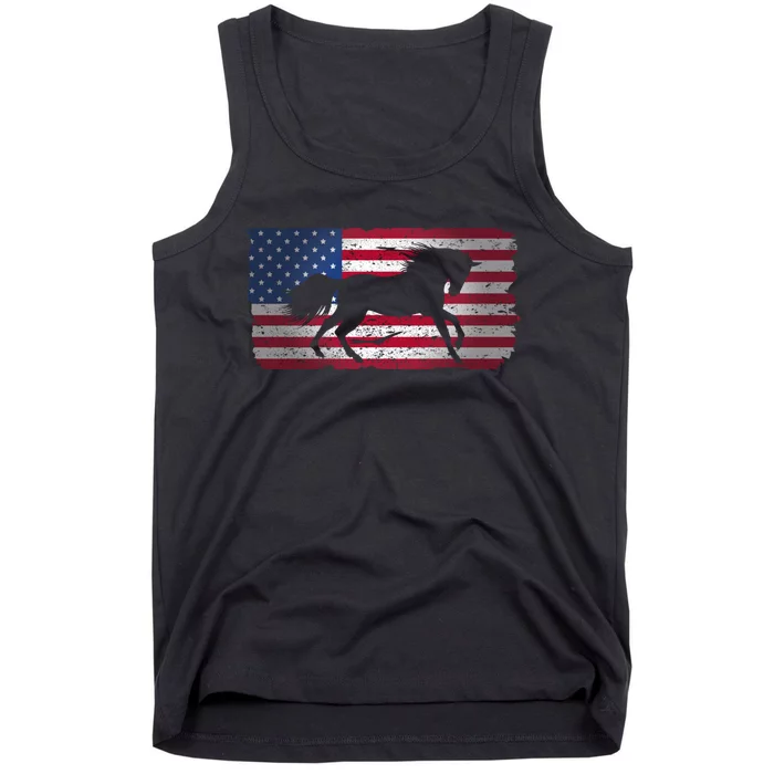 Horse American Flag Usa Patriotic For Girls Women Boys Men Gift Tank Top