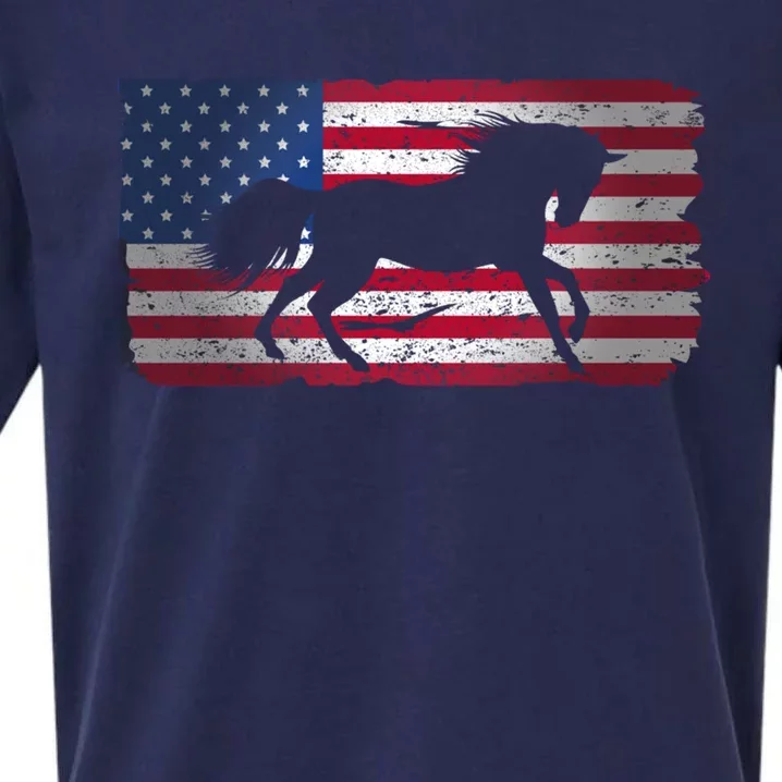 Horse American Flag Usa Patriotic For Girls Women Boys Men Gift Sueded Cloud Jersey T-Shirt