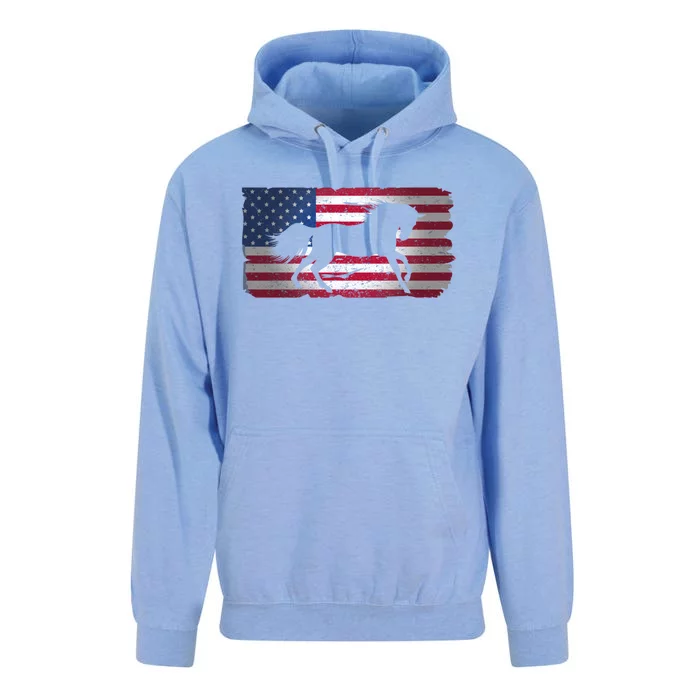 Horse American Flag Usa Patriotic For Girls Women Boys Men Gift Unisex Surf Hoodie