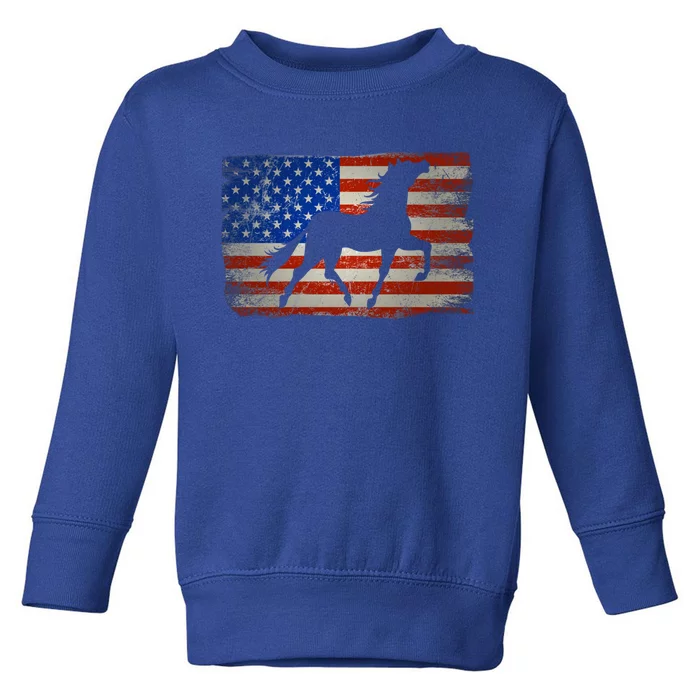 Horse American Flag Usa Patriotic Gift Toddler Sweatshirt