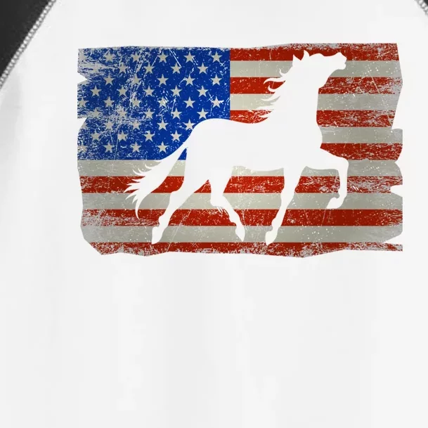 Horse American Flag Usa Patriotic Gift Toddler Fine Jersey T-Shirt