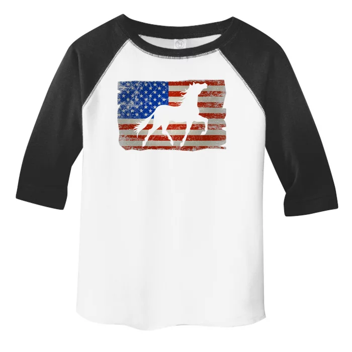 Horse American Flag Usa Patriotic Gift Toddler Fine Jersey T-Shirt