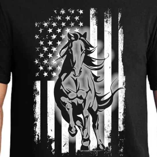 Horse American Flag Cool Usa Patriotic Horseback Riding Gift Cool Gift Pajama Set