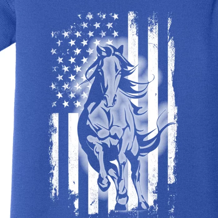 Horse American Flag Cool Usa Patriotic Horseback Riding Gift Cool Gift Baby Bodysuit