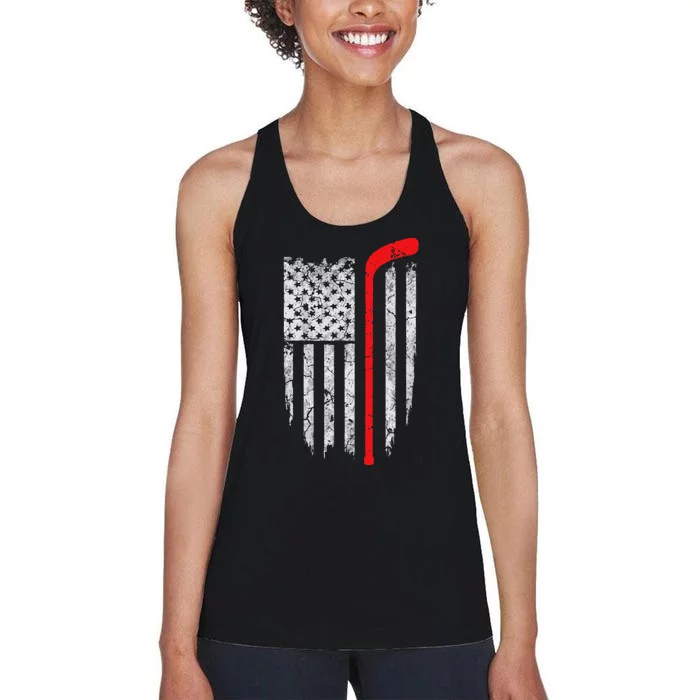 Hockey American Flag Hockey Women's Racerback Tank