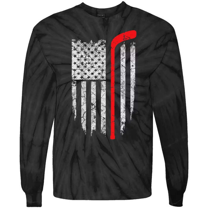 Hockey American Flag Hockey Tie-Dye Long Sleeve Shirt