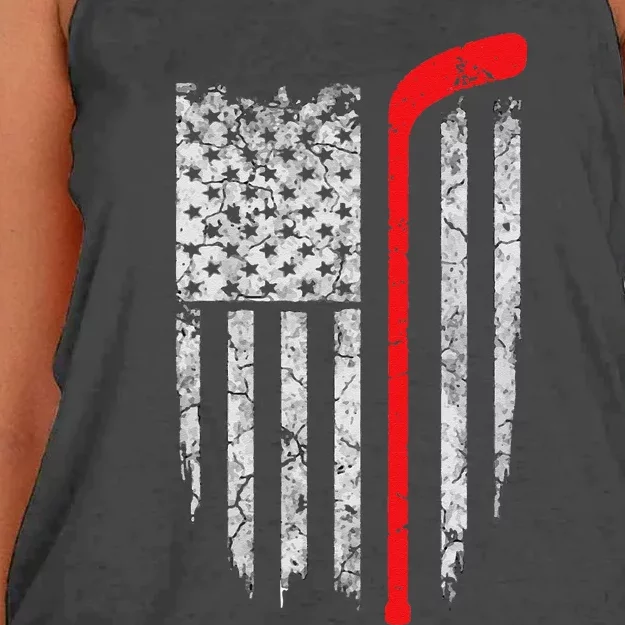 Hockey American Flag Hockey Women's Knotted Racerback Tank