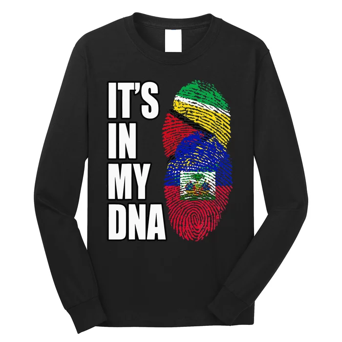 Haitian And Guyanese Mix DNA Flag Heritage Long Sleeve Shirt