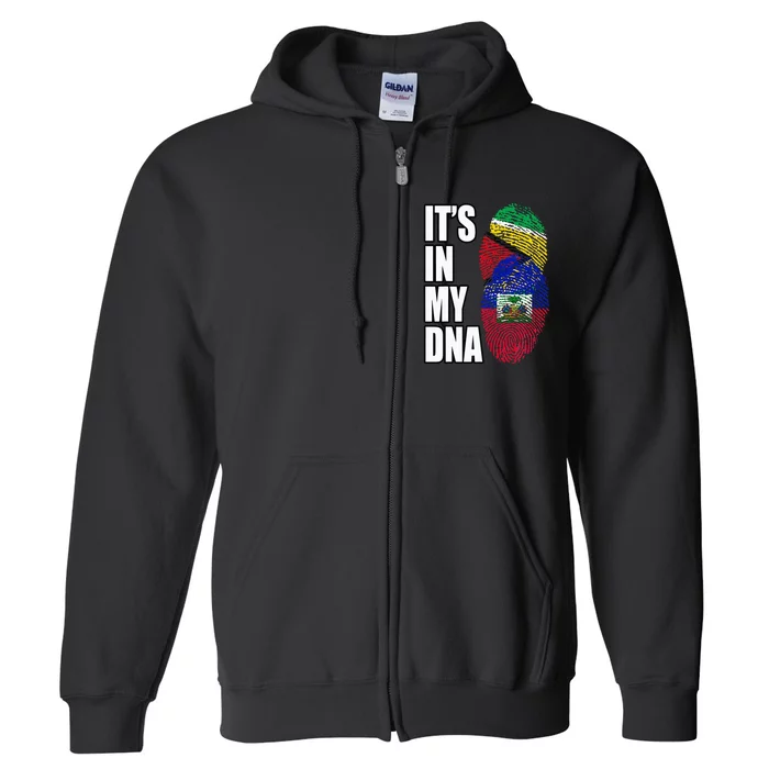 Haitian And Guyanese Mix DNA Flag Heritage Full Zip Hoodie