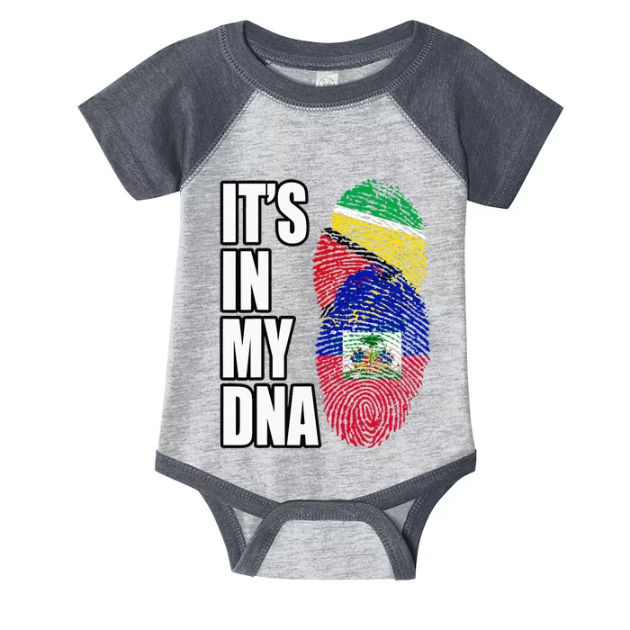 Haitian And Guyanese Mix DNA Flag Heritage Infant Baby Jersey Bodysuit