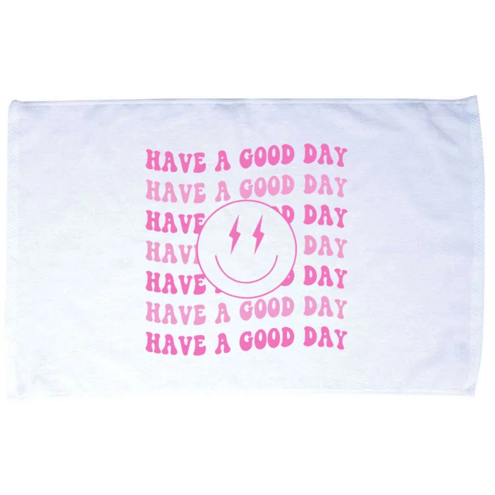 Have A Good Day Pink Smile Face Preppy Aesthetic Trendy Microfiber Hand Towel