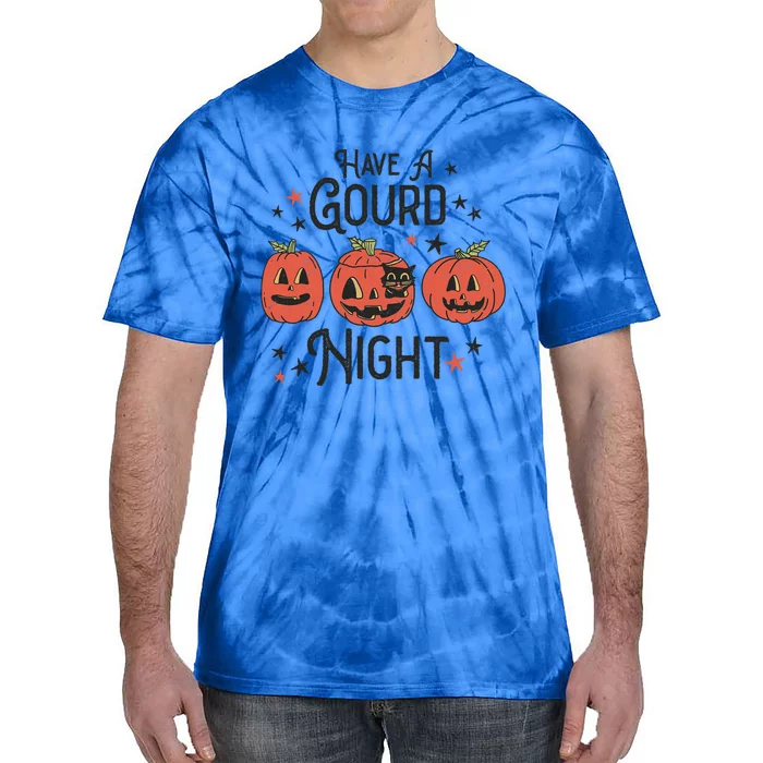 Have A Gourd Night Black Cat Halloween Pumpkin Ghost Vintage Gift Tie-Dye T-Shirt