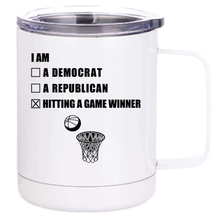 Hitting A Game Winner Gift Player Hoops Streetball Basketball Gift Front & Back 12oz Stainless Steel Tumbler Cup