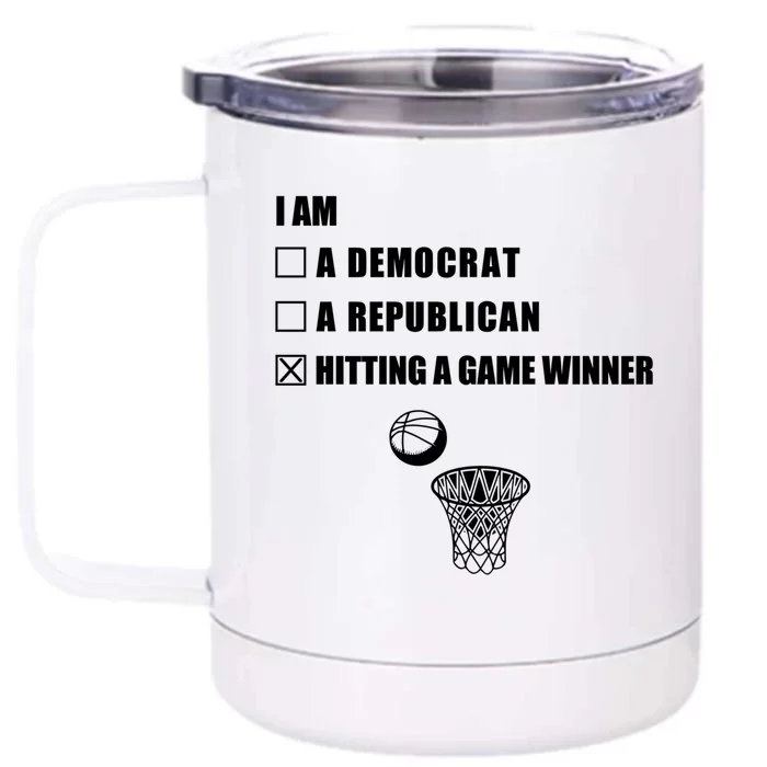 Hitting A Game Winner Gift Player Hoops Streetball Basketball Gift Front & Back 12oz Stainless Steel Tumbler Cup