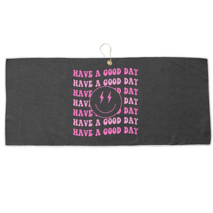 Have A Good Day Pink Smile Face Preppy Aesthetic Trendy Large Microfiber Waffle Golf Towel