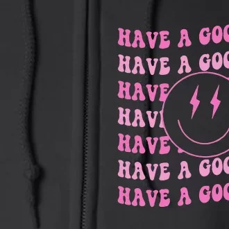 Have A Good Day Pink Smile Face Preppy Aesthetic Trendy Full Zip Hoodie