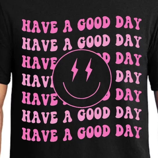 Have A Good Day Pink Smile Face Preppy Pajama Set