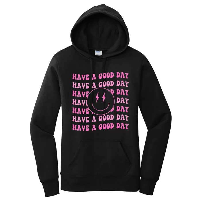 Have A Good Day Pink Smile Face Preppy Women's Pullover Hoodie