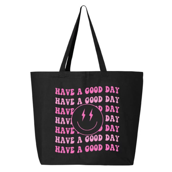 Have A Good Day Pink Smile Face Preppy 25L Jumbo Tote