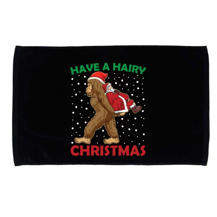 Have A Hairy Christmas Funny Santa Abduction By Bigfoot Gift Microfiber Hand Towel