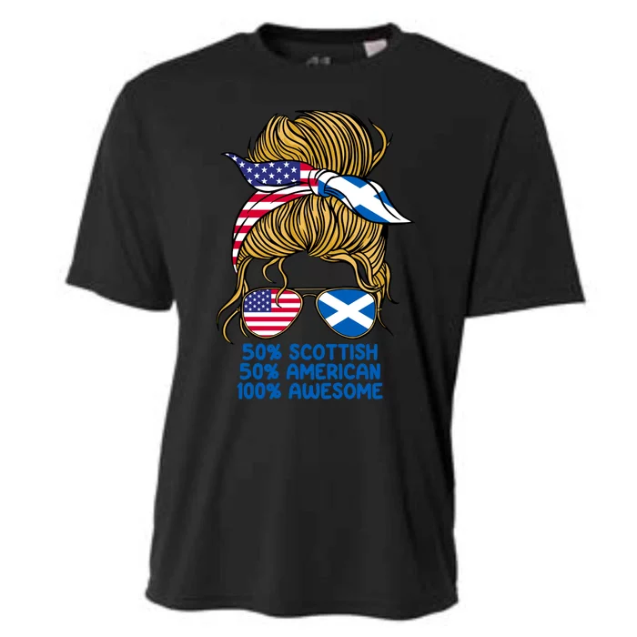 Half American Half Scottish Heritage Scotland Gift Cooling Performance Crew T-Shirt