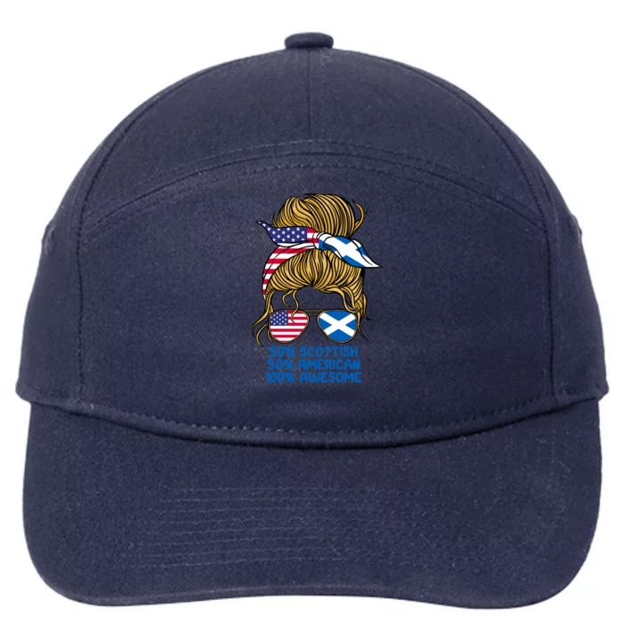 Half American Half Scottish Heritage Scotland Gift 7-Panel Snapback Hat