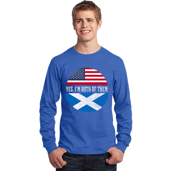 Half American Half Scottish Usa Flag Scotland Heritage Dna Gift Long Sleeve Shirt