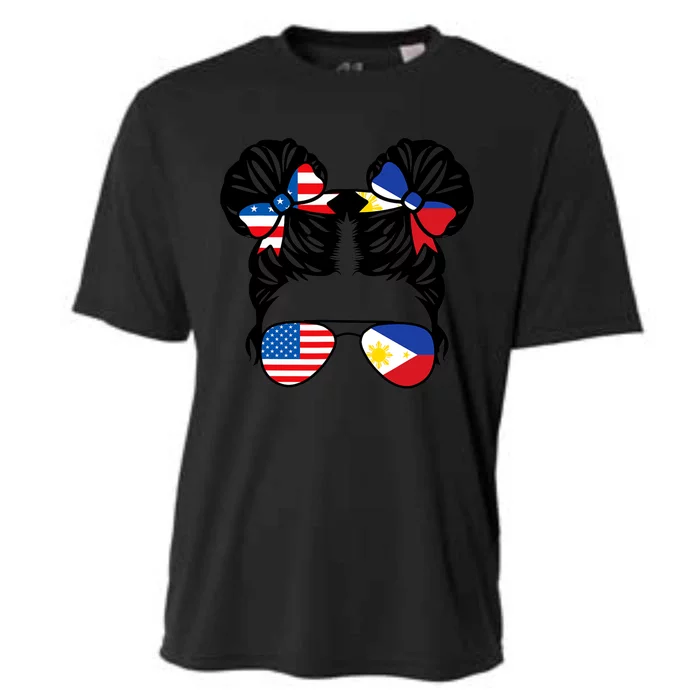 Half American Half Filipino USA Philippine Flag Patriot Cooling Performance Crew T-Shirt