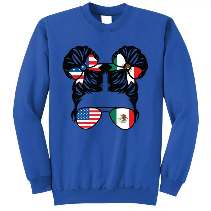 Half American Half Mexican Girl Usa Mexico Flag Patriot Tall Sweatshirt