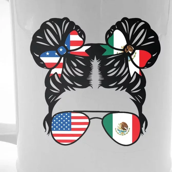 Half American Half Mexican Girl Usa Mexico Flag Patriot Front & Back Beer Stein