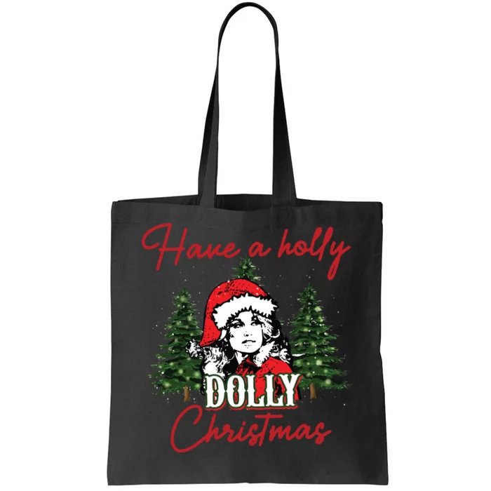 Have A Holly Dolly Christmas Retro Western Xmas Tote Bag